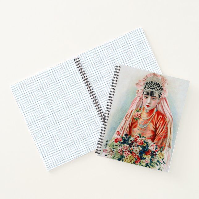 Rote Braut bei chinesischer Hochzeit in Shanghai Notizbuch (Innenseite)