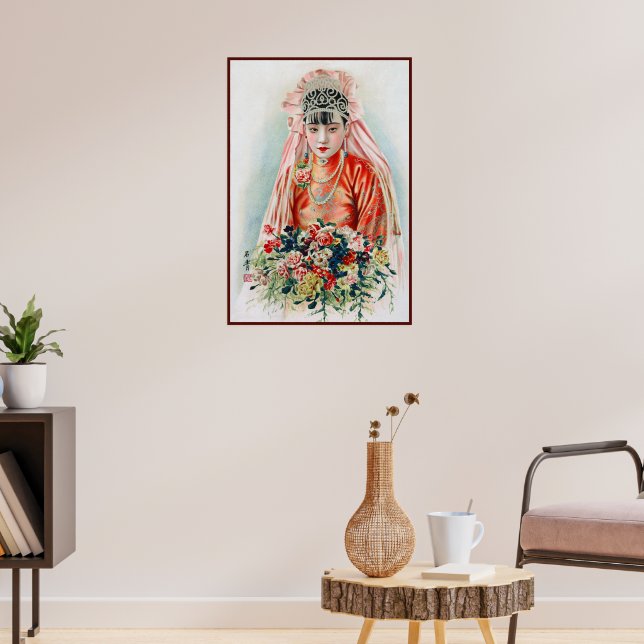 Rote Braut bei chinesischer Hochzeit in Shanghai Poster (Wohnzimmer 3)