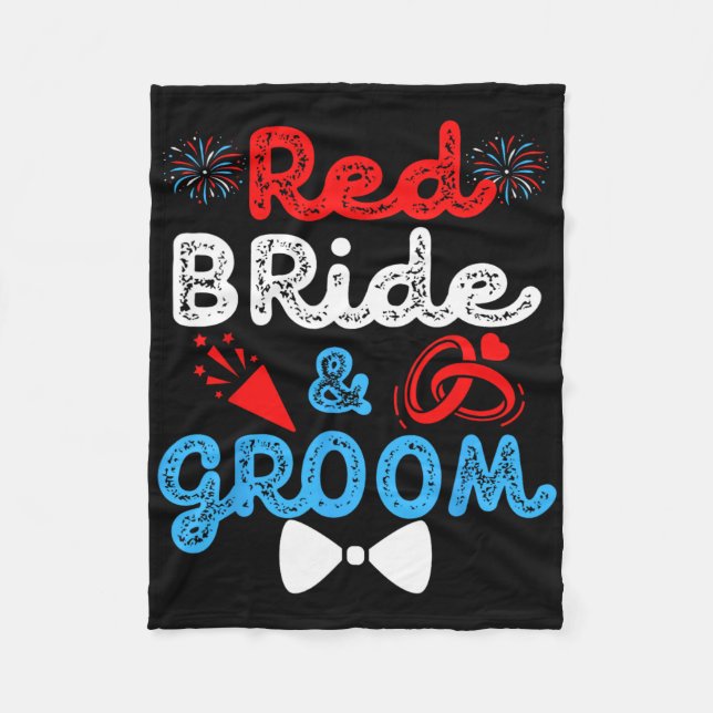 Rote Braut und Groom Funny Wedriage Party 4 Fleecedecke (Vorderseite)