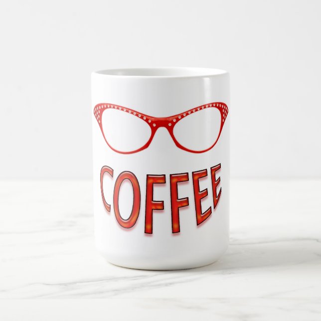 Rote Brille lächelt Kaffee Kaffeetasse (Mittel)