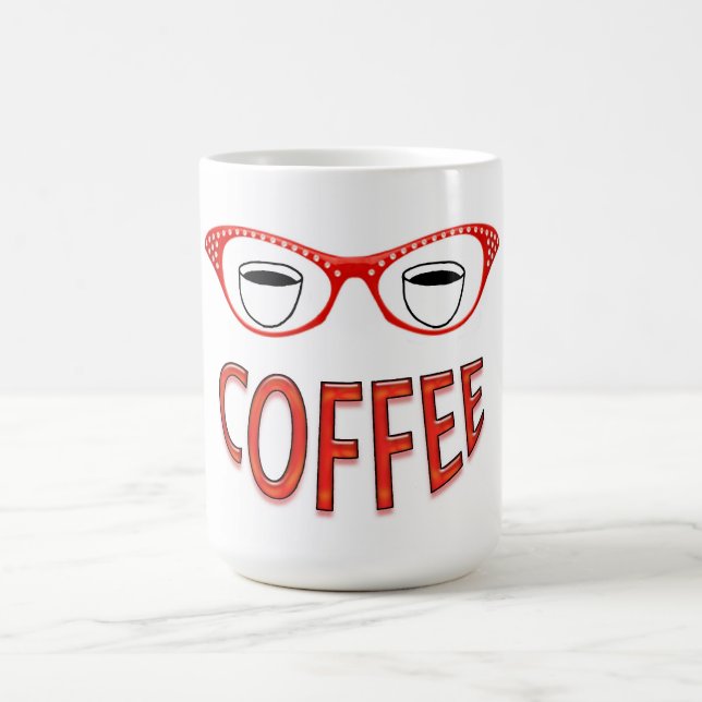 Rote Brille lächelt Kaffee Tasse (Mittel)