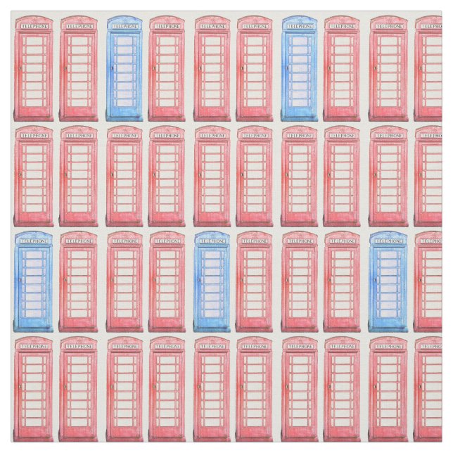 Rote britische Telefone Stoff (Muster)