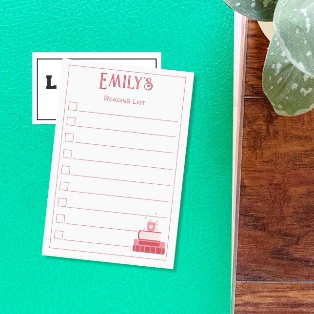 Rote Bücher und Tassen-Leseliste Post-It-Notizen Post-it Klebezettel (Von Creator hochgeladen)