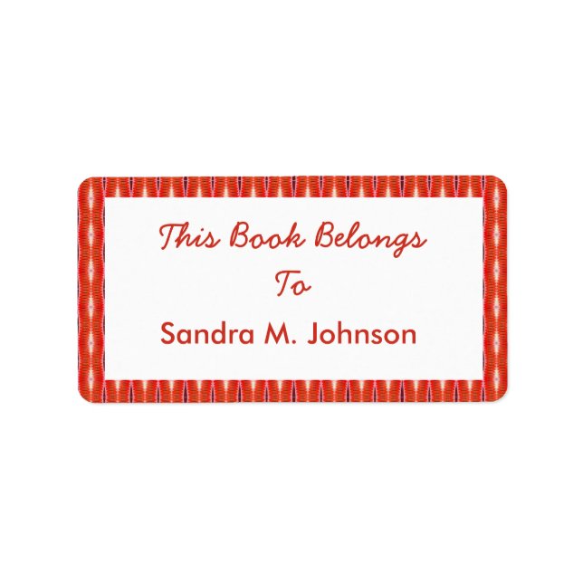 rote Buchzeichen Adressaufkleber (Vorne)