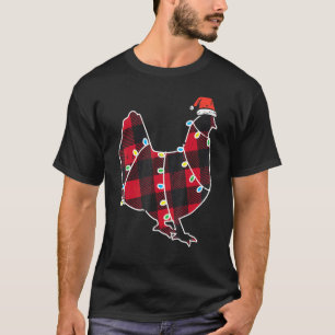 Rote Büffel-Karo-Hühnerfarmer-Weihnachts-Pyjamas-B T-Shirt