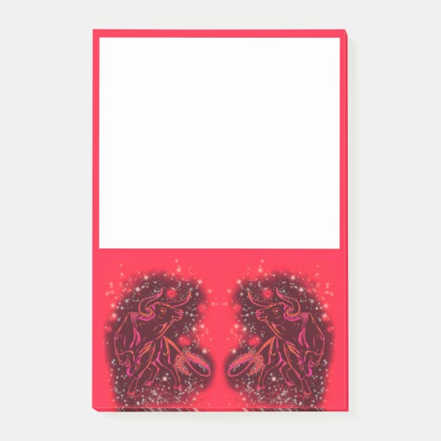 Rote Bullen laufen in der frühen Nacht Post-it Klebezettel (Vorderseite)