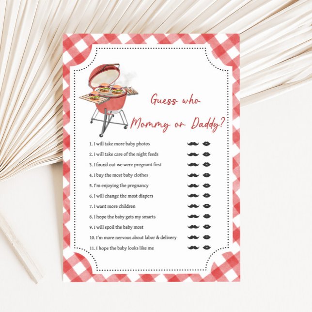 Rote Burger BBQ Baby Shower Rate-mal-Spiel (Burger BBQ Baby Shower Game)