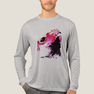 Rote Burgunder-Schwarze Airbrush-Farbspritzer Klei Tri-Blend Shirt