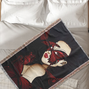 Rote Butterfly-Masquerade-Frau Gothic Fantasy Decke