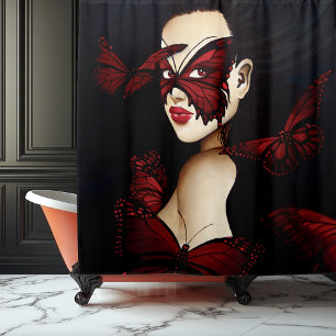 Rote Butterfly-Masqueraden-Frau Gothic Fantasy Duschvorhang