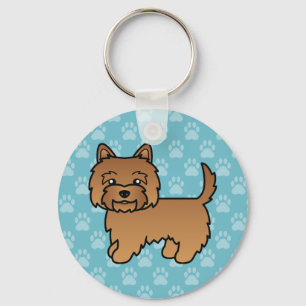Rote Cairn Terrier Cartoon-Hund-Illustration Blau Schlüsselanhänger