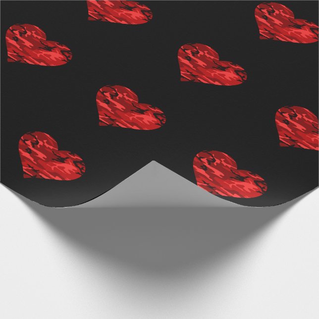 Rote Camouflage Herz Valentine Linen Wrapping Pape Geschenkpapier (Ecke)