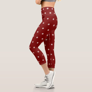 Rote Capri-Leggings mit blühendem Blumenmuster Capri Leggings