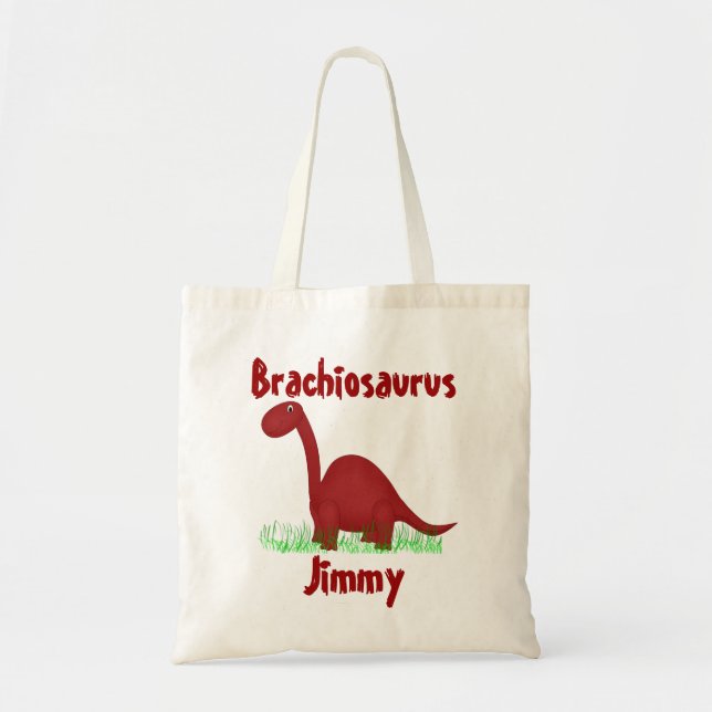 Rote Cartoon-Dinosaurier-Taschen-Tasche Tragetasche (Vorne)