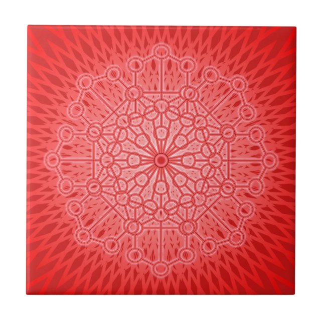 Rote Chakra Mandala-heilige Geometrie Fliese (Vorderseite)