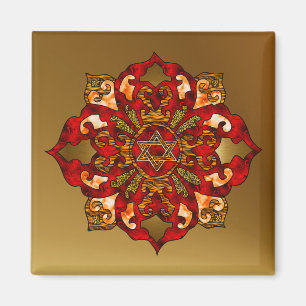 Rote Chanukka-Mandala Magnet