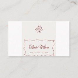Rote Cherub-Hochzeitsplatzkarte – Elegante Begleit Platzkarte