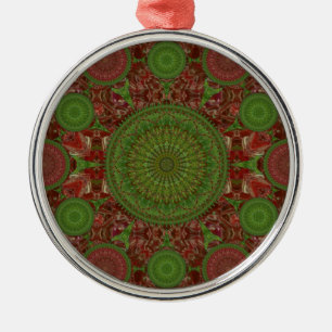 Rote Chile-Weihnachtsmandala-Reihen-Verzierung Ornament Aus Metall