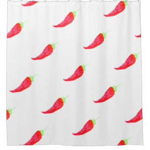 Rote Chili handgemalte Wasserfarbe Paprika Duschvorhang
