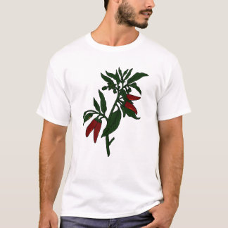Rote Chili-Paprikaschoten auf dunkelgrüner Pflanze T-Shirt
