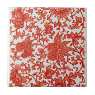 Rote chinesische antike Vintage-Muster Keramikflie Fliese