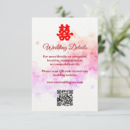 Rote Chinesische Hochzeit Aquarellkirsche Blüte Begleitkarte