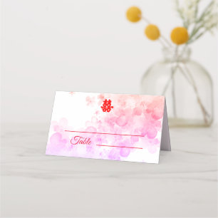 Rote Chinesische Hochzeit Aquarellkirsche Blüte Platzkarte