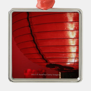 Rote chinesische Laternen Ornament Aus Metall