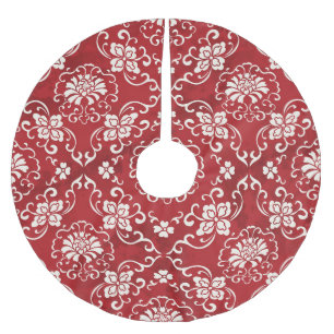 Rote chinesische Spiralen-Blumen-Hintergrund. Polyester Weihnachtsbaumdecke