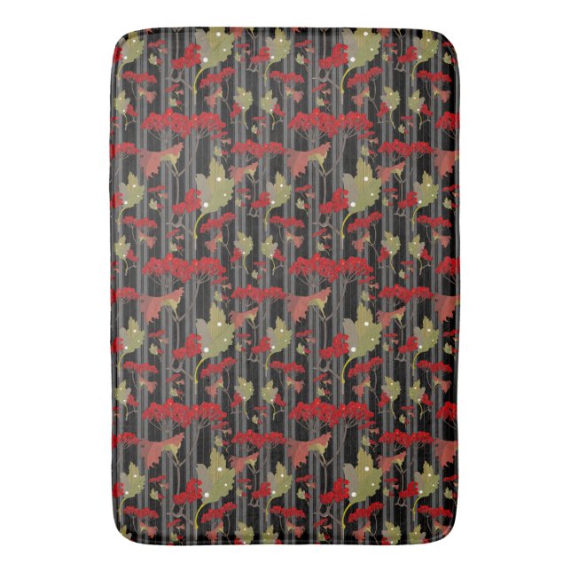 Rote Chokebeere Botanische Berries Streifen Badematte (Vorderseite Vertikal)