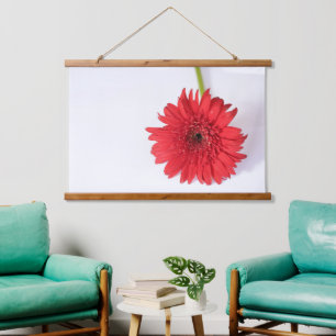Rote Chrysanthemum Petals Blume Floral Wandteppich Mit Holzrahmen