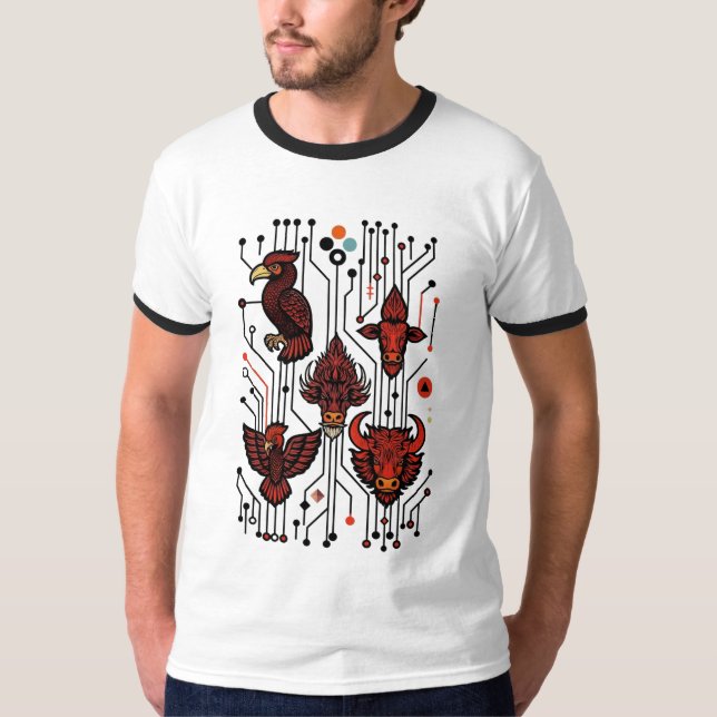 Rote Circuitry-Wildlife T-Shirt (Vorderseite)