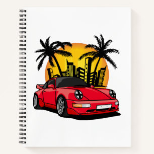 Rote Classic Carrera im City Sunset Notizbuch