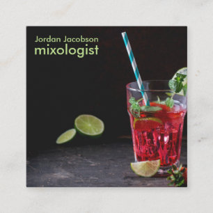 Rote Cocktail-Visitenkarten Quadratische Visitenkarte