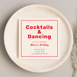 Rote Cocktails & Drinks Fett Typografie Erwachsene Einladung
