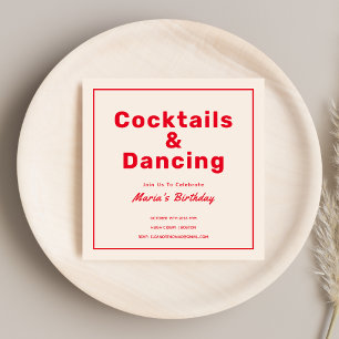 Rote Cocktails & Drinks Fett Typografie Erwachsene Einladung