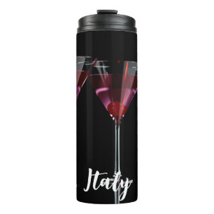 Rote Cocktails in Martini Glas mit Kirsche Thermosbecher