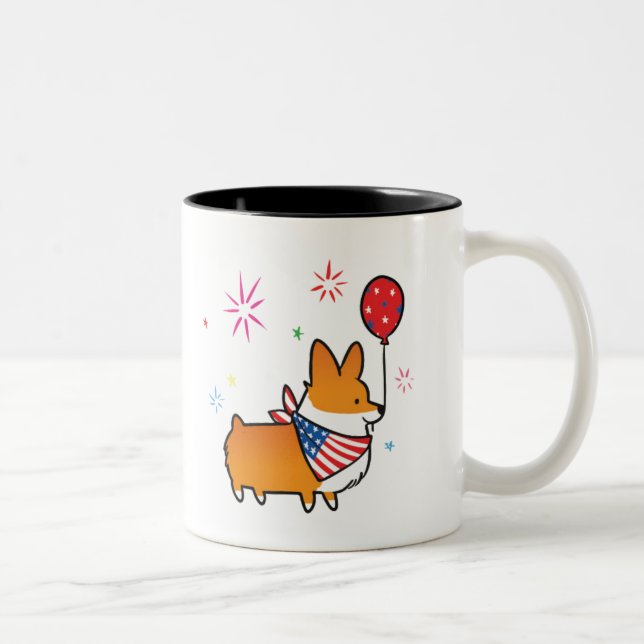 Rote Corgi-Amerika-Tasse | CorgiThings Zweifarbige Tasse (Rechts)