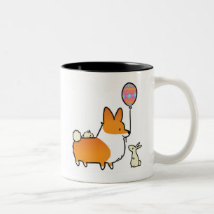 Rote Corgi-Osterhasen-Tasse   CorgiThings Zweifarbige Tasse