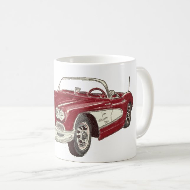 Rote Corvette Kaffeetasse (VorderseiteRechts)