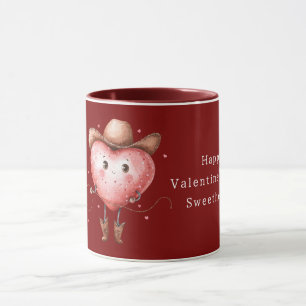 Rote Cowgirl-Hut-Stiefel Herz Valentinstag Tasse