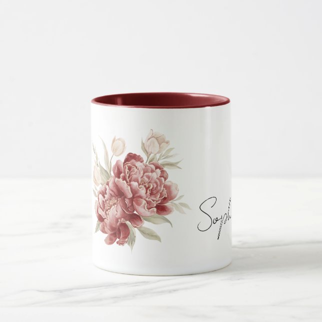 Rote Creme Blumen Tasse (Zentrum)