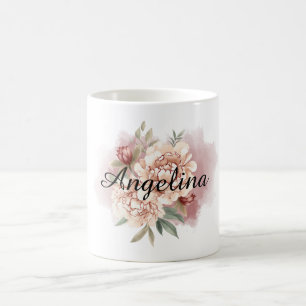 Rote Creme Blumenmuster Kaffeetasse