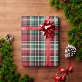 Rote Creme Grüne Karierte Streifen Geschenkpapier