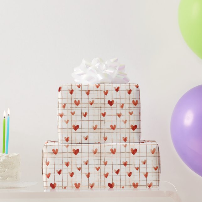 Rote Creme Herz Abstrakt Geschenkpapier (Partygeschenke)