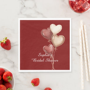 Rote Creme-Herz-Ballons Junggesellinnen-Abschied Serviette