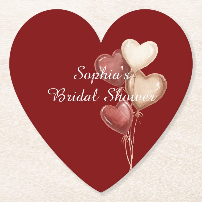 Rote Creme Herz Ballons Junggesellinnenabschied Untersetzer (Vorderseite)