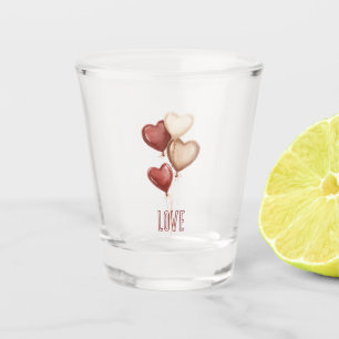 Rote Creme-Herzballons Liebe  Schnapsglas