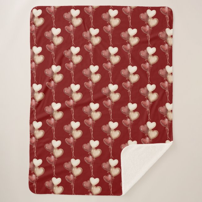 Rote Creme-Herzballons Liebe  Sherpadecke (Vorderseite)