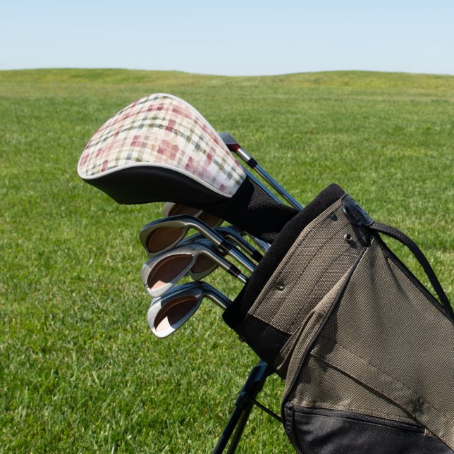 Rote Creme Karierte Streifen  Golf Headcover (In SItu)